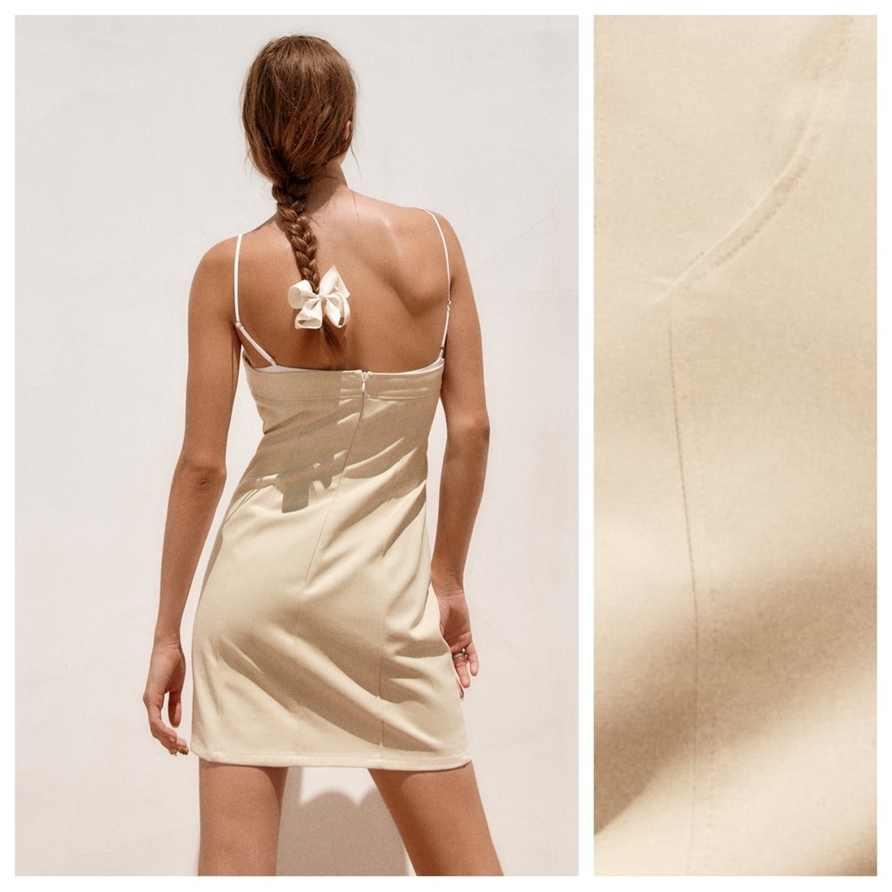 NWT. Zara Cream Cotton Combination Mini Dress. Size S. - Picture 6 of 14